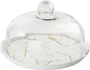 LeeQinersw Glass Dome Cake Stand for Displaying Desserts at Events , White