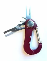 New Golf Carabiner Tool, Pitch/Divot Repair, Cleat/Spike Tool, Ball Marker.