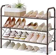 Hoctieon 3 Tier Durable Mesh Style Shoe Rack, Shoe Organizer for Entryway, Shoe Storage Shelf, Sturdy Shoe Rack, Space Save Design for Closet, Hallway, Living Room, Bathroom, Bedroom, Brown