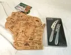 Totally Bamboo Wisconsin State Cutting Board + 2 Prodyne Metalla Cheese Knives