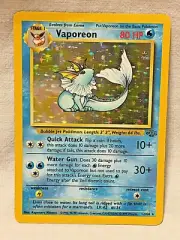 POKEMON VAPOREON 12/64 RARE HOLO HOLOGRAPHIC FOIL CARD JUNGLE SET NEVER PLAYED