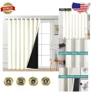 Elegant Extra Wide 100% Blackout Curtains for Patio Door - Cream, 100” x 96”