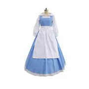 Womens Beauty And The Beast Belle Blue Dress Costume Blue Maid Fancy Dress S