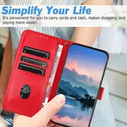 Galaxy Note20 Ultra Case Litchi Grain PU Leather Folio Cover Magnetic Closure Flip Wallet Card Slots Stand Case With Hand Strap, Brown - Red