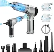 Mini Handheld Vacuum Cleaner & Air Duster for Car with 8 Attachments 3-Speed Hand Vacuum Cleaner Cordless Adjustable Wireless Car Vacuum Cleaner Strong Suction Portable Vacuums for Quick Cleanups