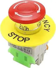 Momentary/Locking 22mm red Mushroom Head Emergency Stop Button Switch XB2 LAY37 NO/NC Alarm Button Switch (Size : Yellow Sign 60mm)