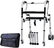 Lightweight Aluminum Alloy Uxiliary Walker, Walking Frame with Wheels Height Adjustable Elderly Walking Mobility Aid