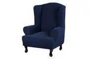 Living Room Stretch Wingback Chair Cover Spandex Fabric Wingback Armchair Covers-Blue