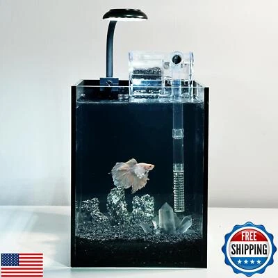 Nano Aquarium Kit,1.5 Gallon Rimless Small Fish Tank with Filter, Fish Light,