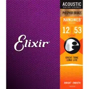 Elixir 16052 Nanoweb Phosphor Bronze Acoustic Guitar Strings, Light 12-53
