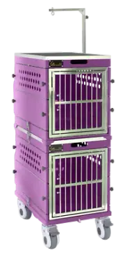SolidPet Folding Dog Show Aircraft Cage Set with Trolley Size 2 - Purple Dog Pe