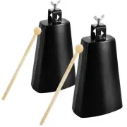 Acshio 2 Pack Metal Steel Cow Bells, 7 Inch Cowbell Noise Makers with Handle ...