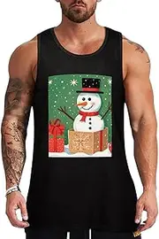 [NQHJT] Men Tank Tops Christmas Carton Snowman Sleeveless T Shirts for Men's Fitness Quick Dry Gym Tank Top for Men