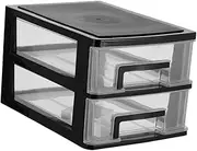 GAXIRE Double Layer Drawer Type Closet Portable Plastic Multi Layer Storage Rack Organizer for Home Office Black Transparent Design for Efficient Space Utilization