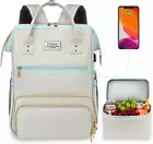 Lunch Backpack, 15.6 Inch Laptop Bag with Insulated Cooler for Women Men, Grey B