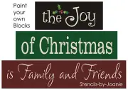 Joanie Stencil Joy Christmas Family Friends Holly Mistletoe Country Prim signs