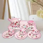 Kids Tea Set for Little Girls Educational Metal with Metal Teapots Cups Plates