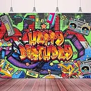 80s and 90s Rock N Roll Hip Hop Graffiti Photo Booth Backdrop Banner - Retro Disco Party or Punk Rock Music Party Backdrop Banner Decoration 70.87x47.24in-BECKTEN