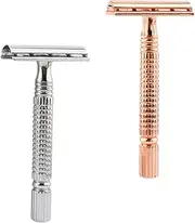 2pcs Old Razor Old Style Shaver Manual Shaver Beard Razor Metal Razor Face Beard Shaver Body Hair Razor Double Razor Old Type Razor Manual Razor Manual Shaving Cutter Hair Shaver