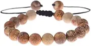 [IBOWZ] Crystal Bracelet Bead Bracelets Crystal Bracelet, 7 Chakra Natural Stones Beads Brown Shale Bangle Adjustable Jewelry Elastic Yoga Bracelets Unlimited Charm Diffuser Women Men Gift