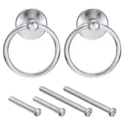 2Pcs Round Ring Pulls Drawers Knobs Bright Chrome for Dresser Cupboard Wardrobe