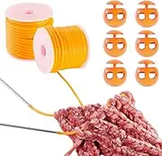 Magibeads 16.4 Yards Barber Cords Stitch Holders for Knitting Cord Locks Hollow Pipe Rubber Cord Knitting Accessories for Sewing DIY Crafts Jewelry Making Supplies Orange