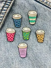 New Enamel Pin Coffee Cup Coffee to go Metal Plug 1 Piece