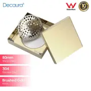Decaura Floor Waste Drain Shower Grate Tile Insert SUS Brushed Gold 80mm Outlet