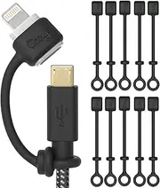[10-Pack] Charging Cable Cozy by Cozy: Adapter Keeper/Holder/Lanyard Accessories, Compatible with (USB-C, Micro USB, Apple Pencil) adapters | Perfect for Keychain, Car, Travel (Black - 10 Pack)