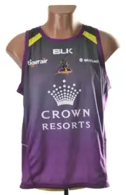 NRL MELBOURNE STORM RUGBY LEAGUE SHIRT VEST BLK SIZE L ADULT