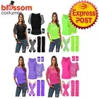N1523 80s String Vest Mash Top Net Punk Rocker Fishnet Rockstar Neon Costume