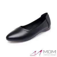 在飛比找momo購物網優惠-【MOM】真皮平底鞋 尖頭平底鞋/真皮軟底極簡車線尖頭舒適平