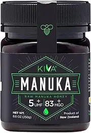 Kiva Raw Manuka Honey, Certified UMF 5+ | MGO 83+ | 100% Pure Genuine New Zealand (8.8 oz/250g Bottle) | Non-GMO | Traceable | UMF & MGO Certified