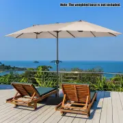 Costway4.7 M Double-Sided Patio Umbrella with Hand-Crank System and Air Vents-Beige