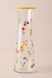 Anthropologie Cordelia Pitcher Carafe Decaled Glass Fruit Floral 58oz NIB