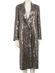 Silver Sequinned Long Blazer