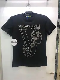 在飛比找Yahoo!奇摩拍賣優惠-Versace jeans 黑白兩色 燙銀 Logo 圖案 