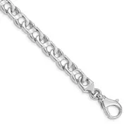 Solid 14K White Gold 8 inch 7.4mm Hand Polished Fancy Link with Fancy Lobster Clasp Bracelet