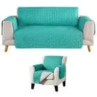 1/2 Seater Quilted Sofa Cover Mint Green Protector Waterproof Couch For Pet Dog