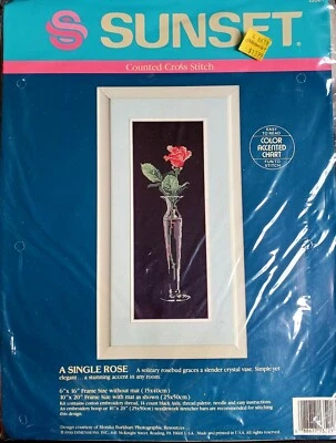 Dimensions Sunset (1990) "A Single Rose" Counted Cross Stitch No.13521