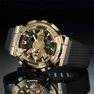 CASIO 卡西歐 G-SHOCK 重金屬工業風雙顯錶-黑金(GM-110G-1A9)