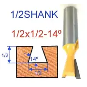 1 pc 1/2" SH 1/2 Diameter 14° Dovetail Router Bit (43750PC) For Omni Jig