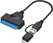 CY SATA 22 Pin 2.5" inch Female to USB 3.0 & Type-C Male USB-C USB 3.0 SATA Adapter Hard Disk Driver SSD Adapter Cable for MacBook & Laptop