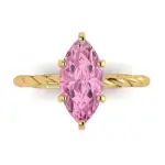 2Ct Marquise Cut Pink Gemstone Solid Gold Solitaire Engagement Promise Ring