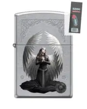 Zippo 86654 Anne Stokes Collection Angel Street Chrome Lighter + FLINT PACK