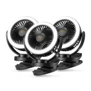 3X San Hima 10000mAh Camping Fan Portable W/ LED Light USB Rechargeable Clip On