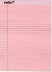 Prism Writing Pads, 8-1/2" X 11-3/4", Legal Rule, Pink, Perforated, 50 Sheets, 1
