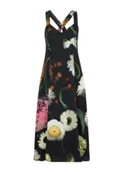 Stine Goya Jodie Floral-print Satin Midi Dress - Black - S (UK8-10 / S) S (UK8-10 / S)