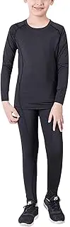 [YUSHOW] Boys Compression Sets Long Sleeve Shirts and Pant Set Base Layer Undershirt Compression Leggings Thermal Underwear