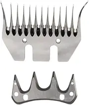 Sheep Shears Blades Curved Wool Shearing Comb and Cutter Blade Set for Alpaca Goats Wool Cutter Grooming Trimmer(13T Scimitar+Front Blade)